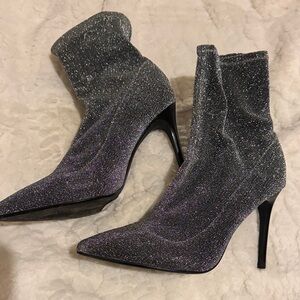 Silver Glitter Women's Ankle Boots